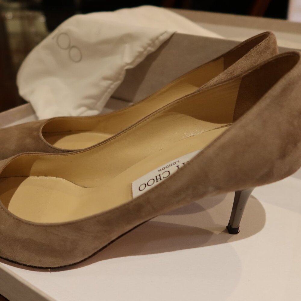 Jimmy Choo Stone Suede Heels 38.5 with box beautiful condition - Picture 3 of 4